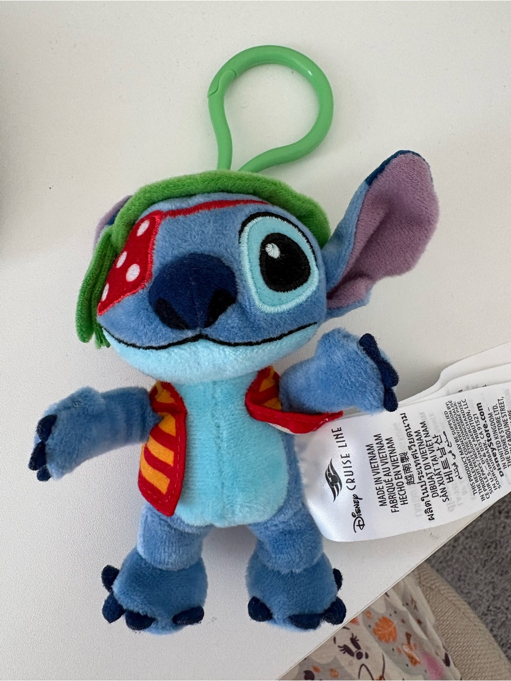 Disney Cruise Line Pirate Stitch Plush Clip-On Keychain